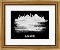 Framed Istanbul Skyline Brush Stroke White