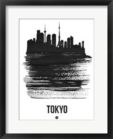 Framed Tokyo Skyline Brush Stroke Black