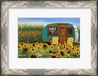 Framed Vintage Camper and Sunflowers 2