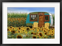 Framed Vintage Camper and Sunflowers 2