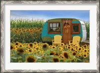 Framed Vintage Camper and Sunflowers 2