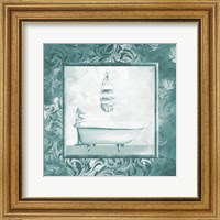 Framed Calm Teal Vintage Bath
