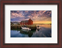 Framed Rockport Harbor at Dawn