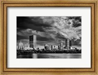 Framed Boston Skyline Monochrome