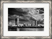 Framed Boston Skyline Monochrome