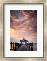 Framed Dawn at Roanoke Marshes Lighthouse