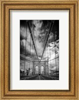 Framed Spring Evening on the Brooklyn Bridge Monochrome