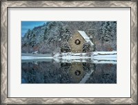 Framed Newfallen Snow at the Old Stone Church