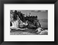 Framed Rising Tide at Cape Disappointment Monochrome