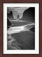 Framed Last Light on Bandon Beach Monochrome