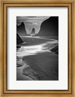 Framed Last Light on Bandon Beach Monochrome
