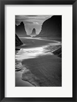 Framed Last Light on Bandon Beach Monochrome