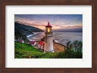 Framed Heceta Head lighthouse