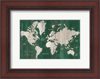Framed Old World Map Green