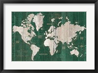 Framed Old World Map Green