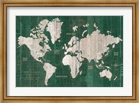 Framed Old World Map Green