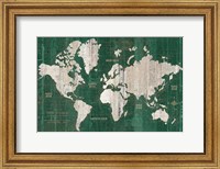 Framed Old World Map Green