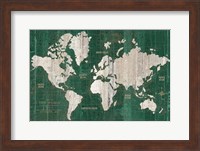 Framed Old World Map Green