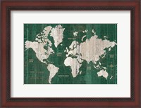 Framed Old World Map Green