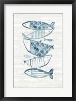 Framed Driftwood Blue Fish II