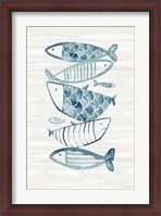 Framed Driftwood Blue Fish II