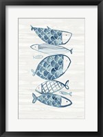 Framed Driftwood Blue Fish I
