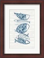 Framed Driftwood Blue Fish I