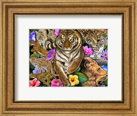 Framed Wild Cats & Flowers