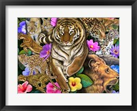 Framed Wild Cats & Flowers