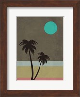 Framed Palm Trees and Teal Moon