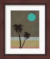 Framed Palm Trees and Teal Moon