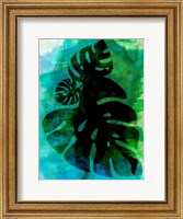 Framed Tropical Monstera Leaves Watercolor