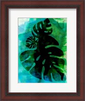 Framed Tropical Monstera Leaves Watercolor