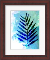 Framed Blue Leaf Watercolor
