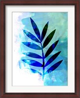 Framed Blue Leaf Watercolor III