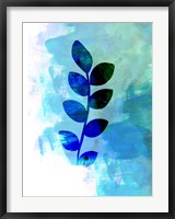 Framed Tropical Blue Leaf Watercolor