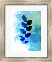 Framed Tropical Blue Leaf Watercolor