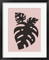 Framed Blush Pink Monstera Leaves