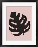 Framed Tropical Blush Pink Monstera Leaf