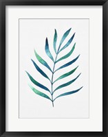 Framed Blue and Green Watercolor Leaves 2