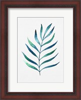 Framed Blue and Green Watercolor Leaves 2