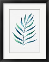 Blue and Green Watercolor Leaves 2 Framed Print