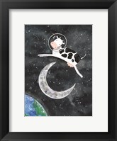 Framed Astro Cow Jumps Over the Moon