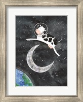 Framed Astro Cow Jumps Over the Moon