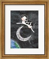Framed Astro Cow Jumps Over the Moon