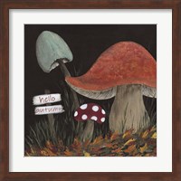 Framed Hello Autumn Mushrooms
