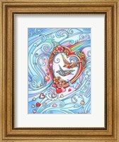 Framed Love Birds, Red and Gold