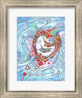 Framed Love Birds, Red and Gold