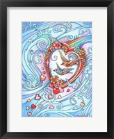 Framed Love Birds, Red and Gold