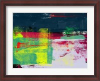 Framed Abstract Turquoise and Yellow